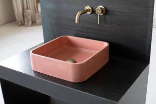 Modern rectangular concrete bathroom sink