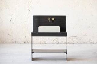 Square concrete sink | Wash basin | Vessel sink | Beige | 55x35 cm. 21 3/4 x 12 3/4 inch. - betono.lt