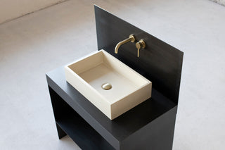 Square concrete sink | Wash basin | Vessel sink | Beige | 55x35 cm. 21 3/4 x 12 3/4 inch. - betono.lt