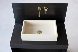 Square concrete sink | Wash basin | Vessel sink | Beige | 55x35 cm. 21 3/4 x 12 3/4 inch. - betono.lt