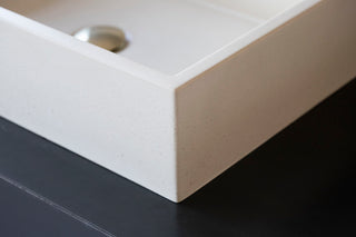 Square concrete sink | Wash basin | Vessel sink | Beige | 55x35 cm. 21 3/4 x 12 3/4 inch. - betono.lt