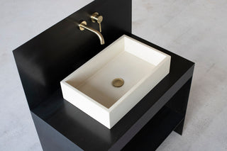 Square concrete sink | Wash basin | Vessel sink | Beige | 55x35 cm. 21 3/4 x 12 3/4 inch. - betono.lt
