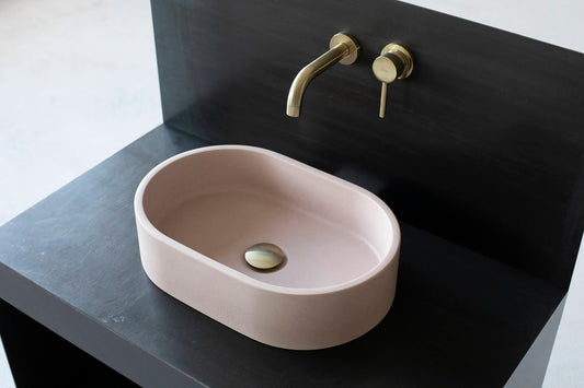 concrete vessel sink oval small pink