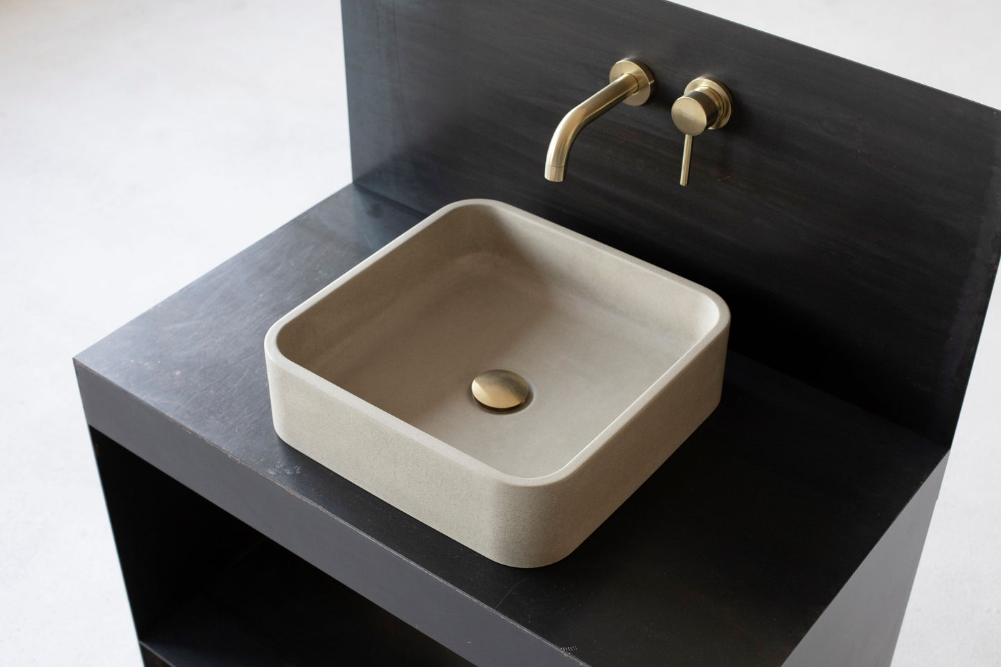 Modern rectangular concrete bathroom sink