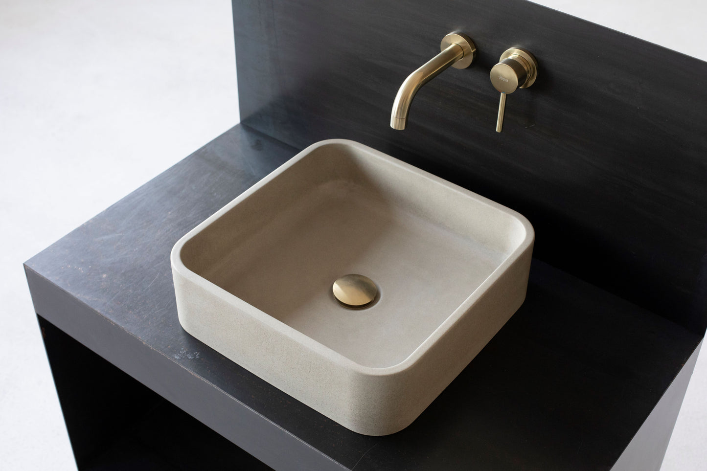 Modern rectangular concrete bathroom sink