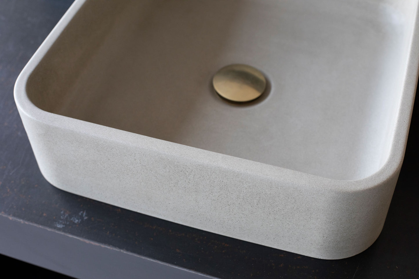 Modern rectangular concrete bathroom sink