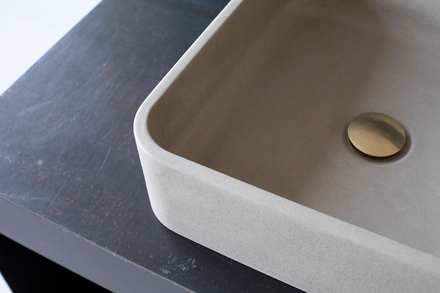 Modern rectangular concrete bathroom sink