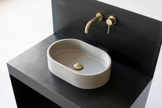 concrete vessel sink small oval