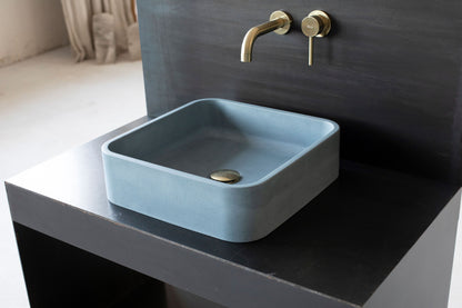 rectangular concrete vessel sink