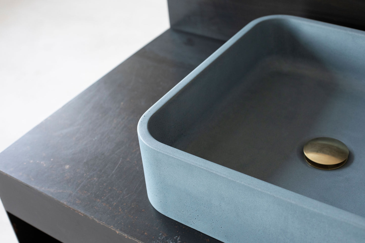 rectangular concrete vessel sink