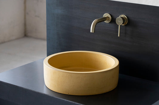 Concrete sink | Wash basin | Round sink | Yellow | Two sizes D40cm and D32cm - betono.lt