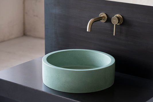 Round concrete sink | Wash basin | Concrete vanity | Two sizes D40cm and D32cm | color MINT - betono.lt