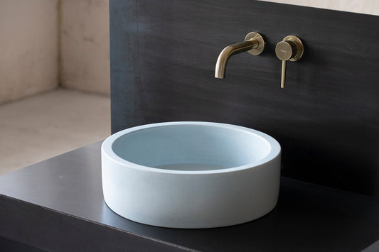 Concrete sink | Wash basin | Round sink | Light Blue | Two sizes D40cm and D32cm - betono.lt