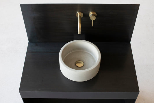 Concrete sink | Small Wash basin | Round sink | Grey | D32cm D12 1/2 inch - betono.lt