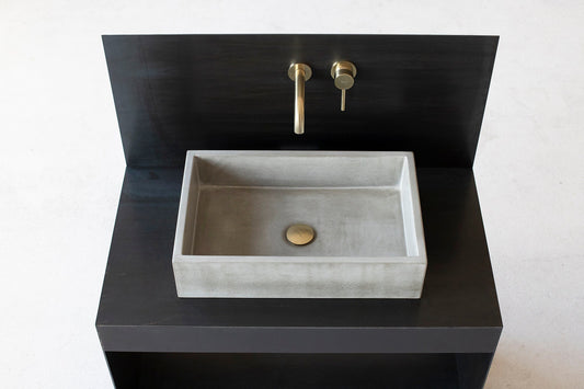 Square concrete sink | Wash basin | Vessel sink | Gray | 55x35 cm. 21 3/4 x 12 3/4 inch. - betono.lt
