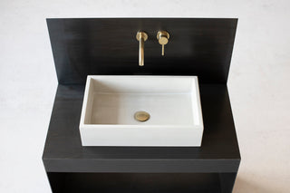 Square concrete sink | Wash basin | Vessel sink | Off white | 55x35 cm. 21 3/4 x 12 3/4 inch. - betono.lt