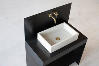 Square concrete sink | Wash basin | Vessel sink | Off white | 55x35 cm. 21 3/4 x 12 3/4 inch. - betono.lt