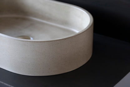 Oval concrete sink | Wash basin | Vessel sink | Grey | 58x38 cm. 22 3/4 x 15 inch. - betono.lt