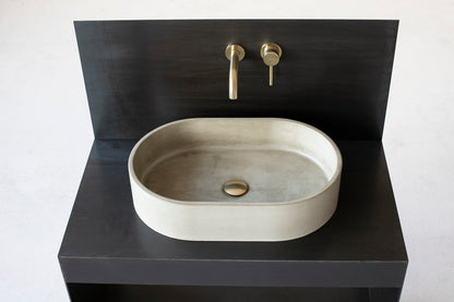 Oval concrete sink | Wash basin | Vessel sink | Grey | 58x38 cm. 22 3/4 x 15 inch. - betono.lt