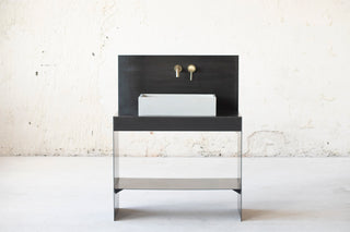 Square concrete sink | Wash basin | Vessel sink | Off white | 55x35 cm. 21 3/4 x 12 3/4 inch. - betono.lt
