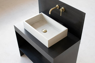 Square concrete sink | Wash basin | Vessel sink | Off white | 55x35 cm. 21 3/4 x 12 3/4 inch. - betono.lt