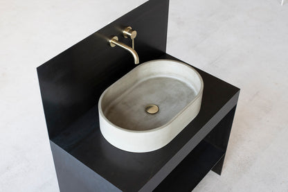 Oval concrete sink | Wash basin | Vessel sink | Grey | 58x38 cm. 22 3/4 x 15 inch. - betono.lt